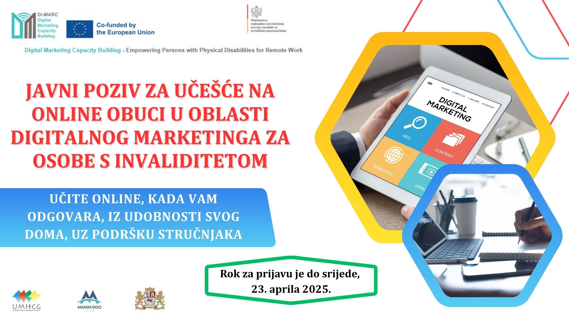 JAVNI POZIV ZA UČEŠĆE NA ONLINE OBUCI U OBLASTI DIGITALNOG MARKETINGA ZA OSOBE S INVALIDITETOM